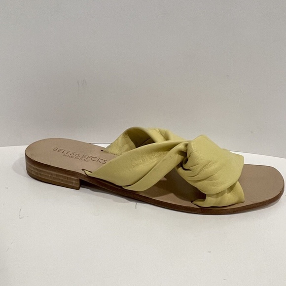 Bells & Becks Azura Butter Yellow Leather Slip On Twist Slide Sandal Size 38 7.5 - Picture 4 of 13